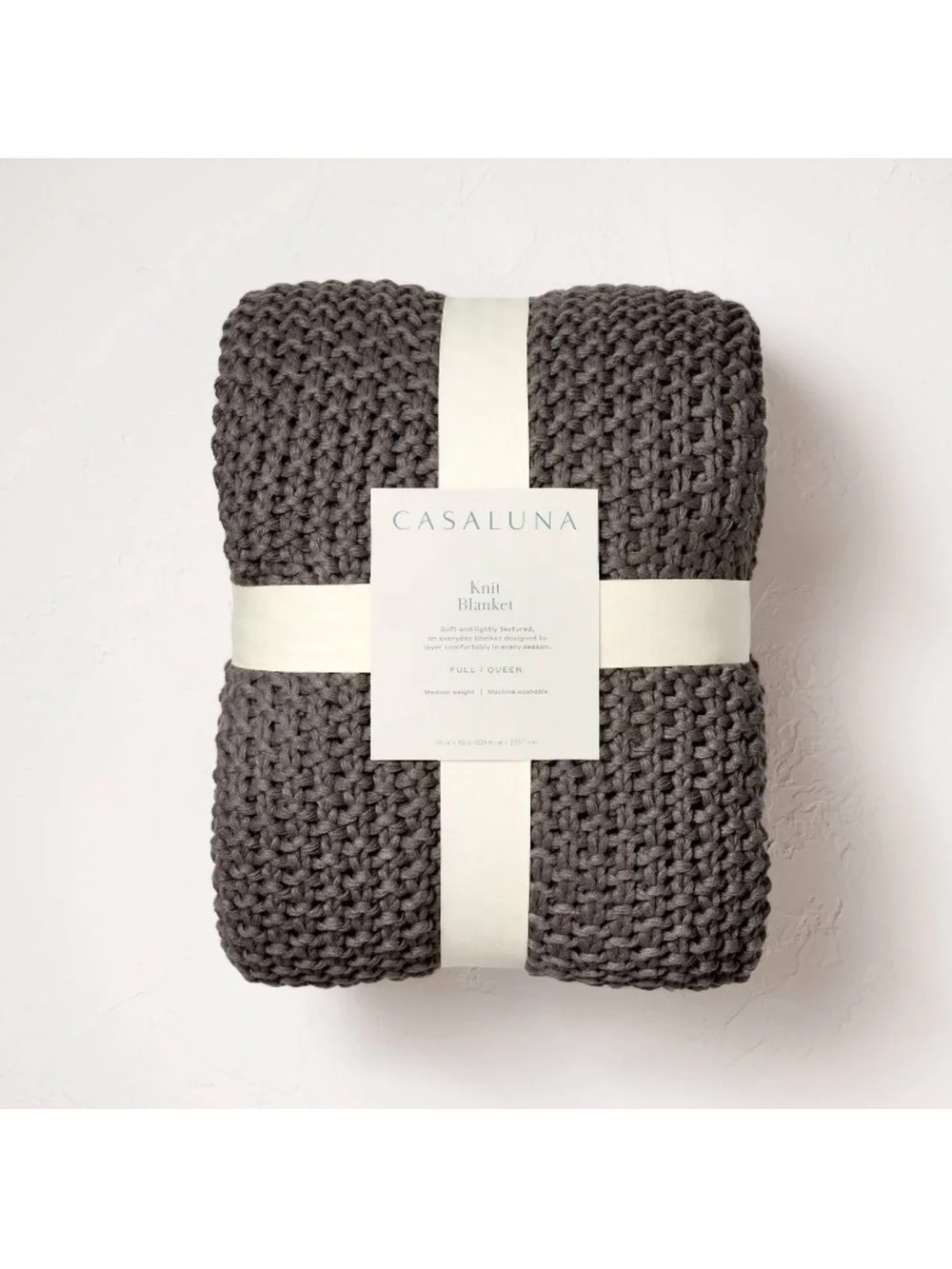 Casaluna Chunky Knit Throw - Charcoal Gray